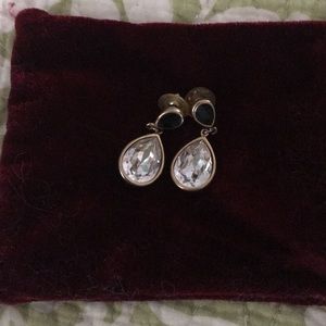 Trifari Crystal and black enamel earrings